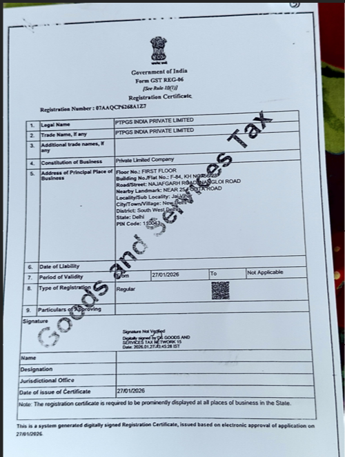 GST Registration Certificate