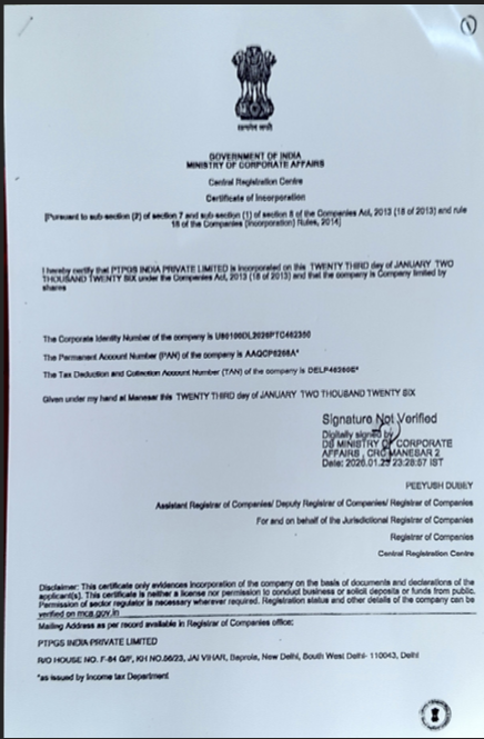 Certificate of Incorporation